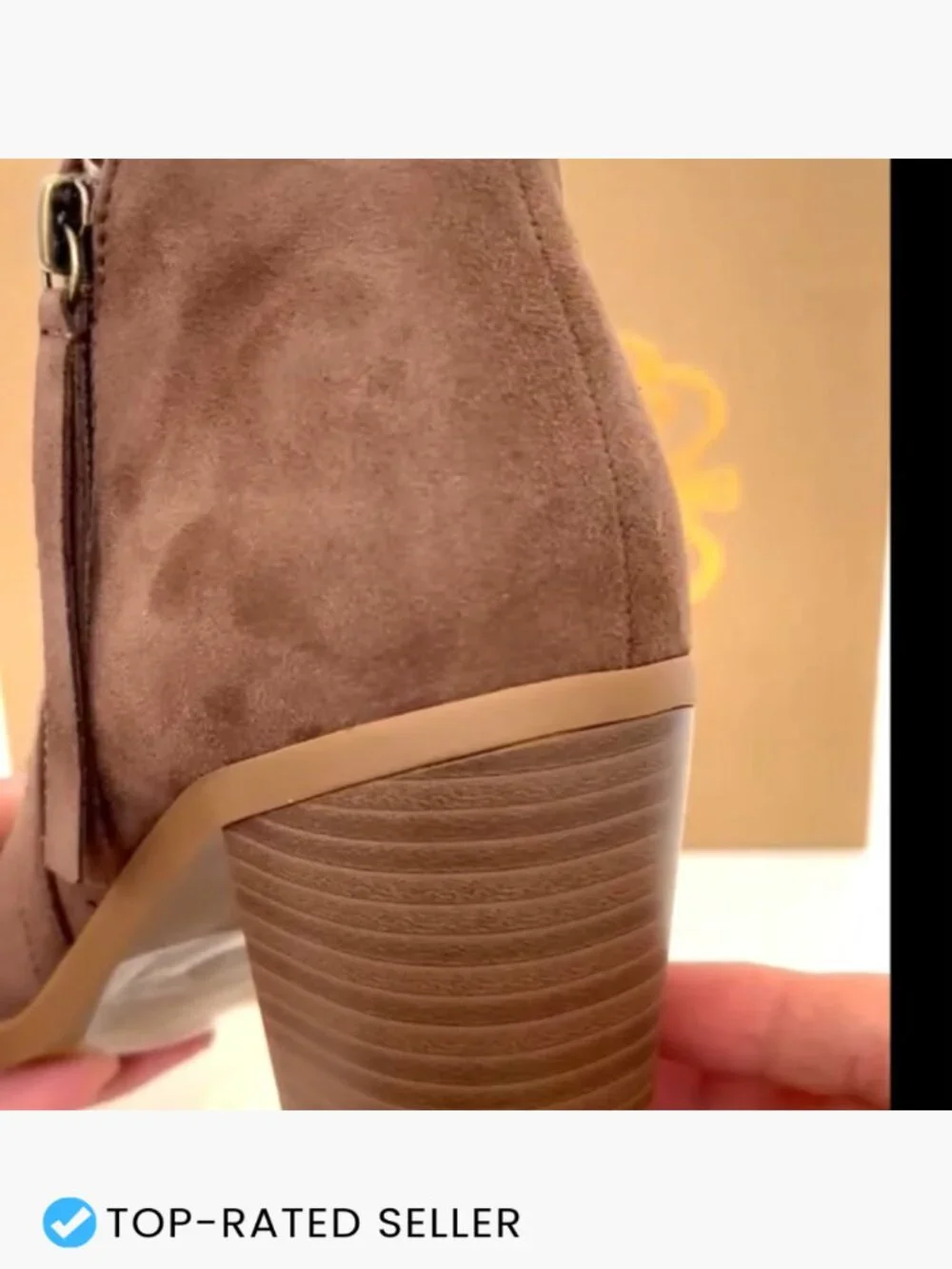 Ankle Booties Side Zip Chunky Heel Faux Suede Casual